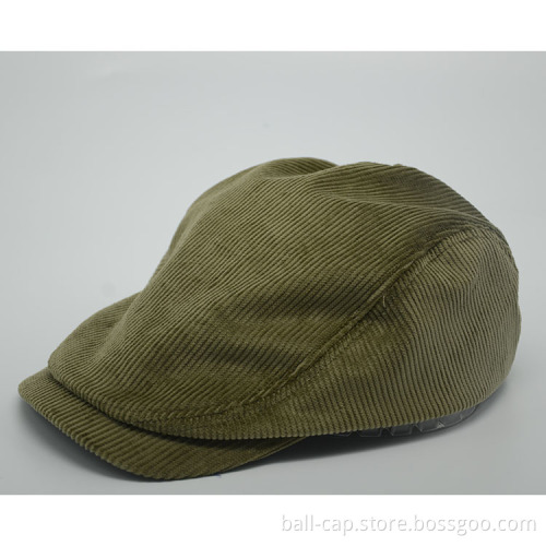Metal buckle adjusted Corduroy Newsboy Beret Hat
